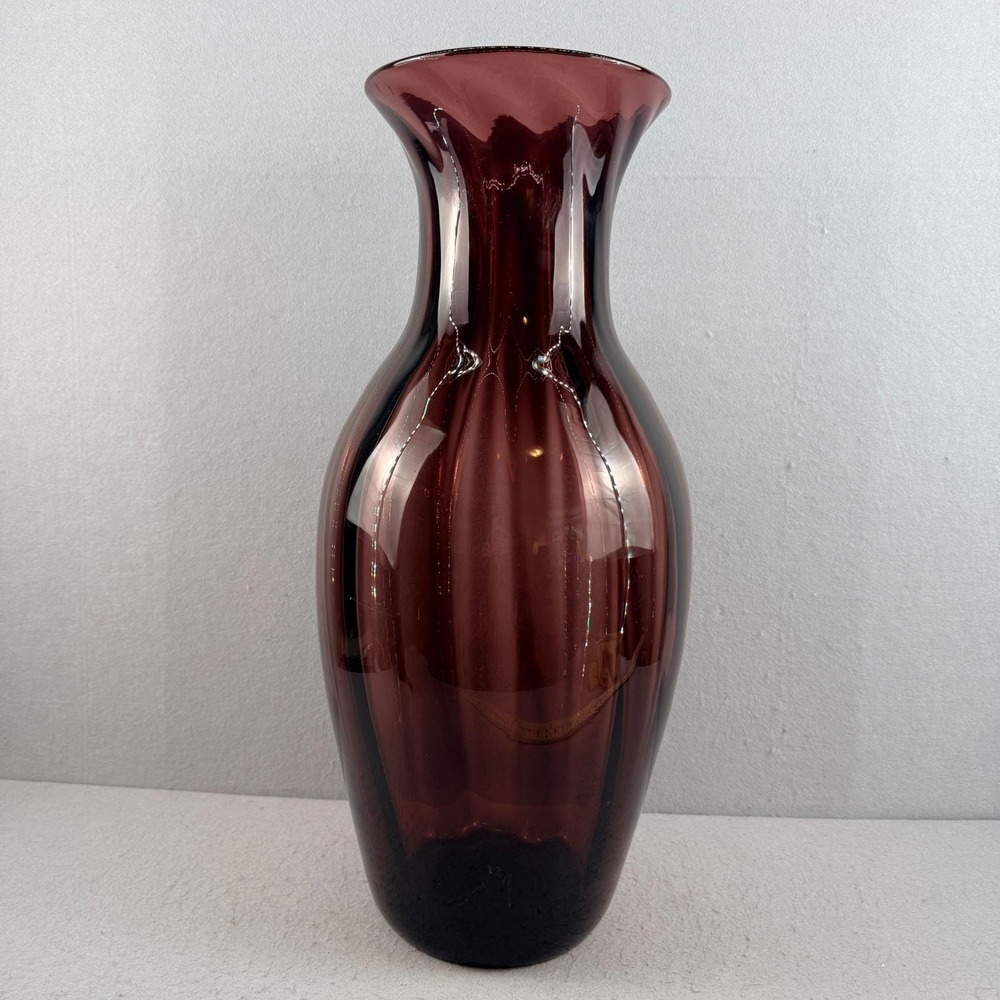Blenko 9313 Amethyst Optic Architectural Floor‎ Vase MCM 22"